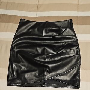 Black Faux Leather Pencil Skirt